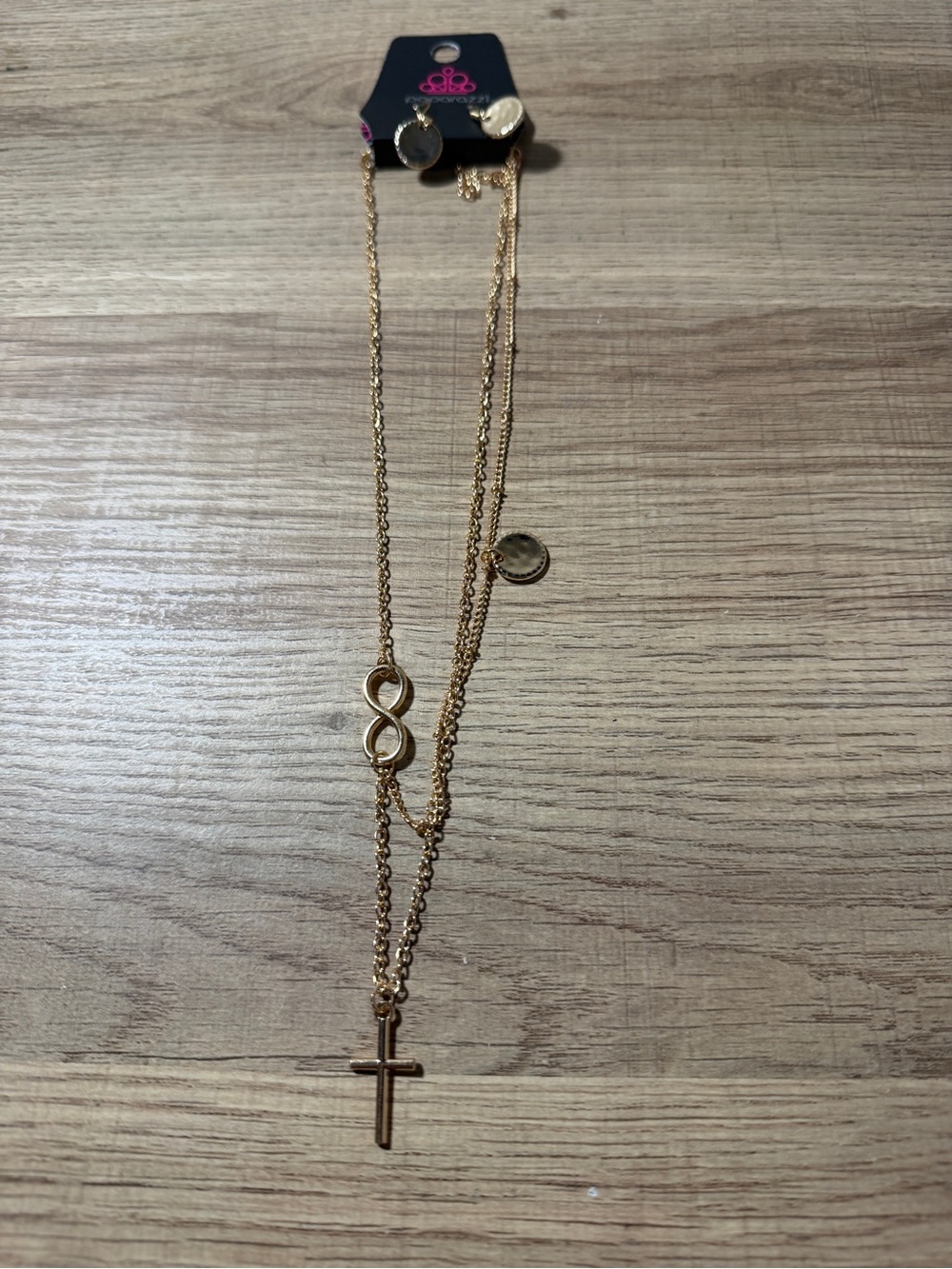 Paparazzi Gold Infinity and Cross Layered Necklace